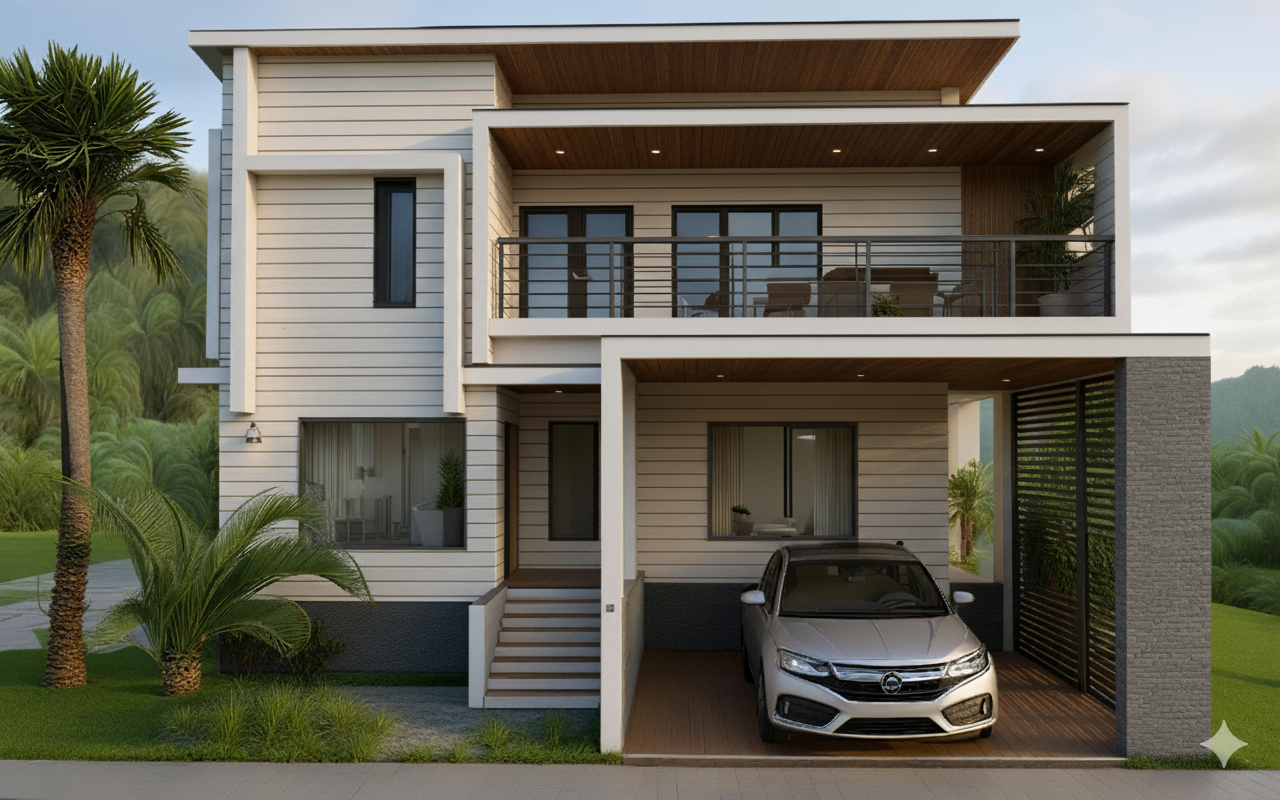 Pelican hurricane-resistant home exterior design - Empower Projects construction Bahamas