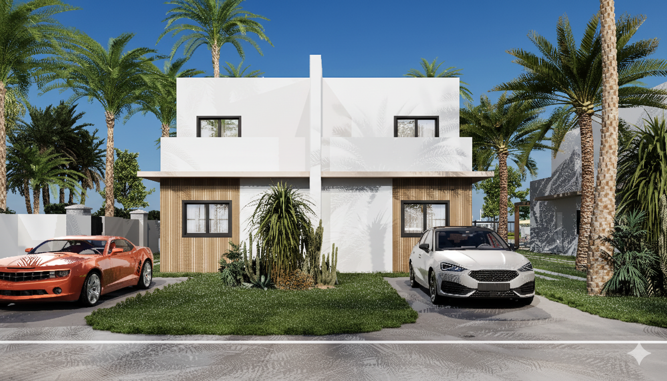 Coral Duplex hurricane-resistant home exterior design - Empower Projects construction Bahamas