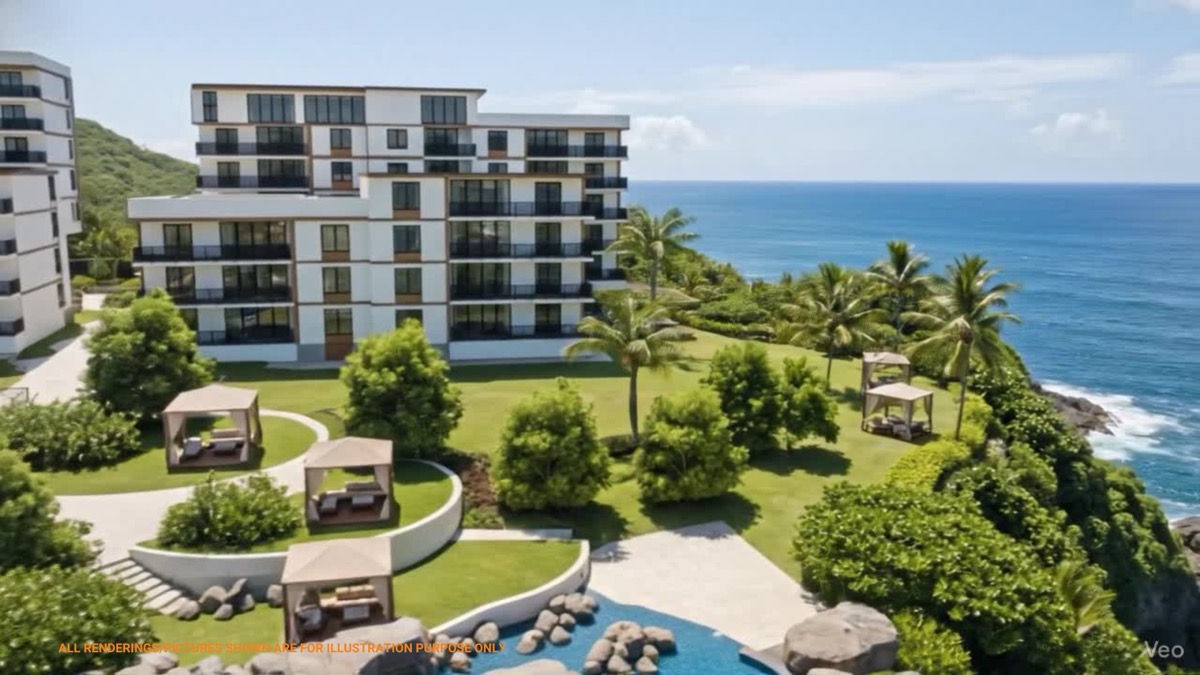Mid-rise condominium with pool and garden cabanas