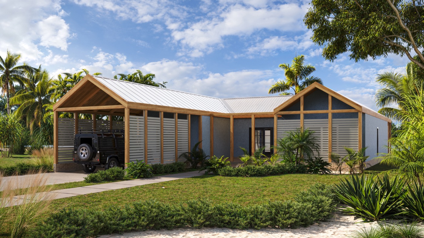 Barbuda hurricane-resistant home exterior design - Empower Projects construction Bahamas