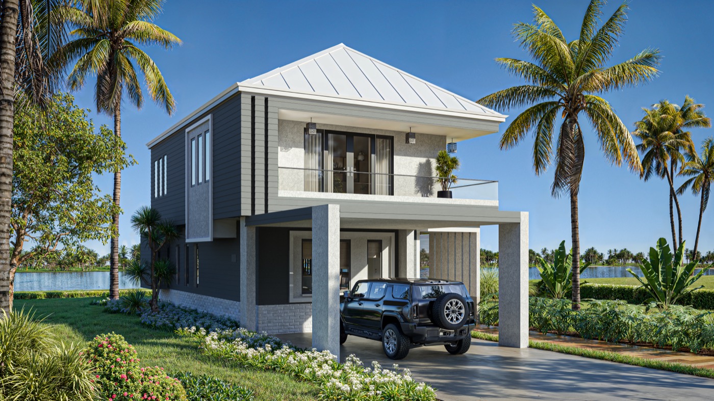 Lisbon hurricane-resistant home exterior design - Empower Projects construction Bahamas