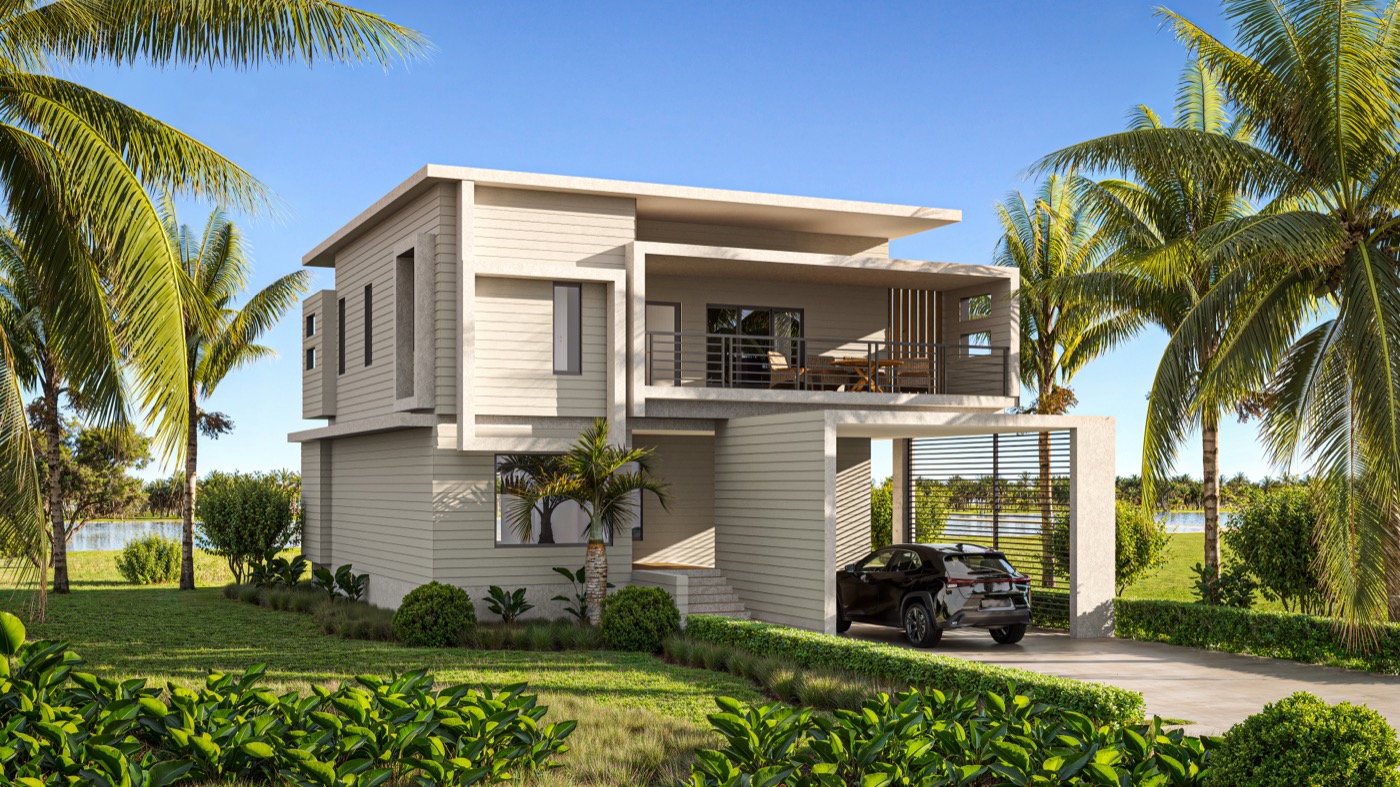 Pelican hurricane-resistant home exterior design - Empower Projects construction Bahamas
