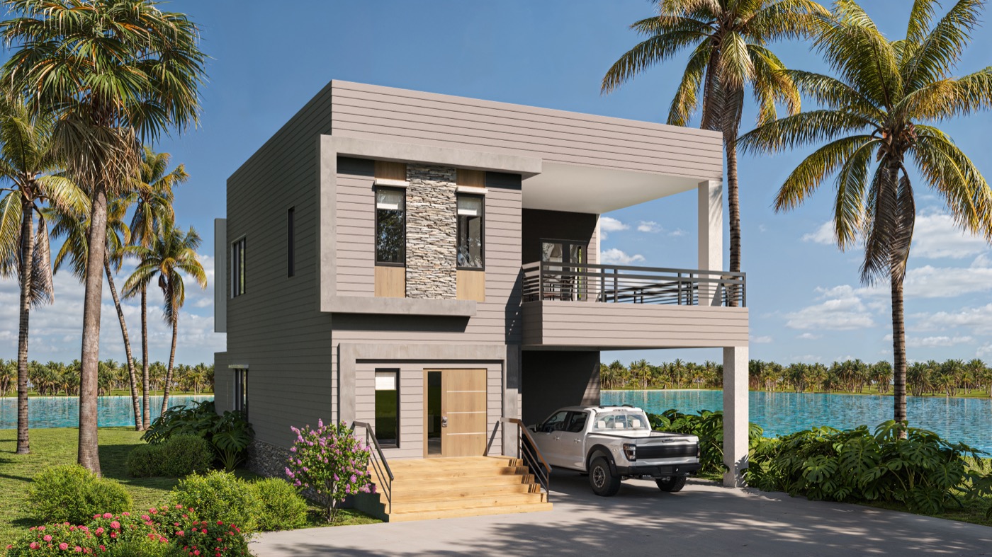 Reef hurricane-resistant home exterior design - Empower Projects construction Bahamas