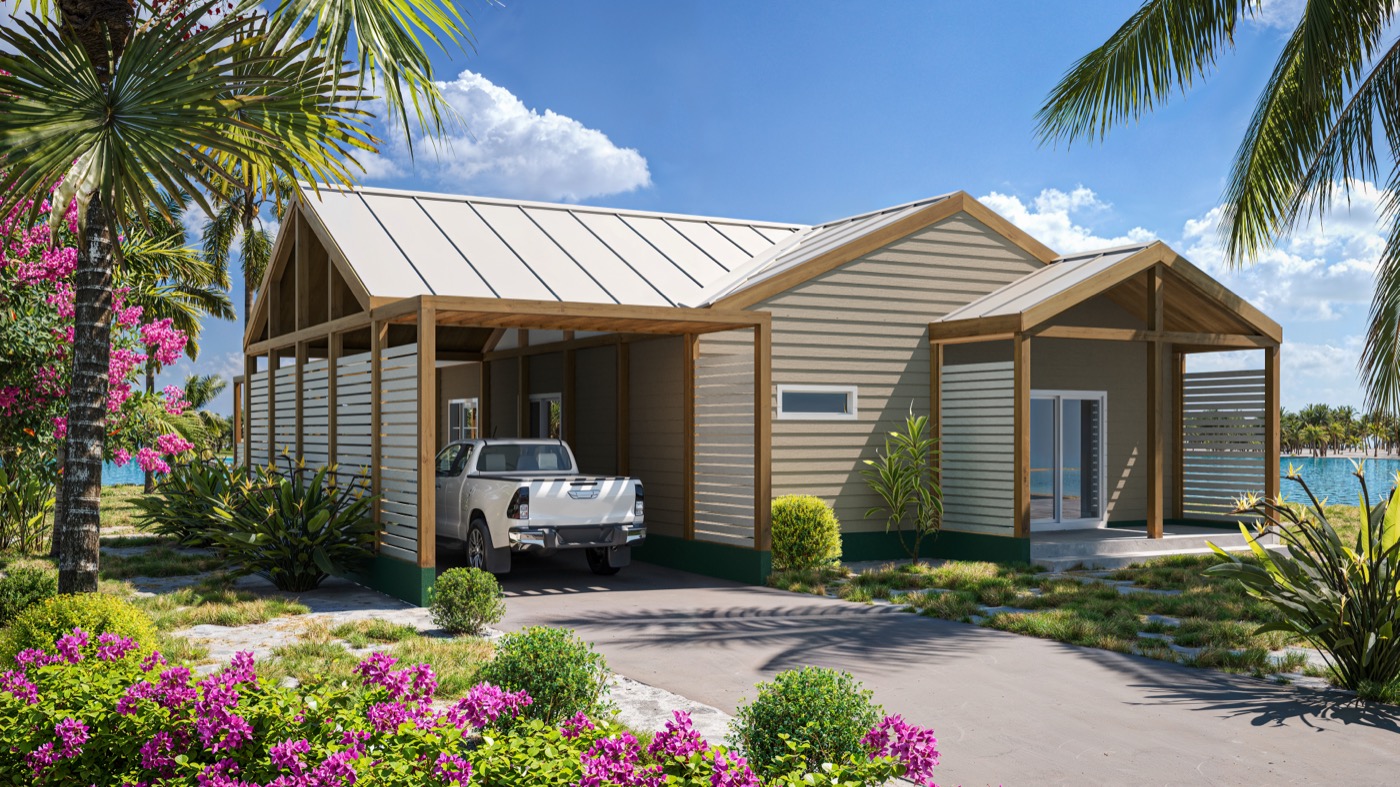 Savana hurricane-resistant home exterior design - Empower Projects construction Bahamas